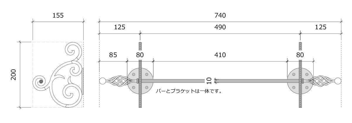 おしゃれなロートアイアンタオル掛けサイズ