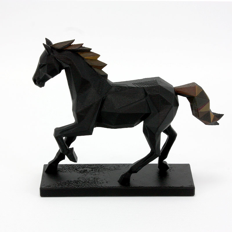 モダンな幾何学デザインの馬オブジェ|3Dプリント×手塗りアート雑貨