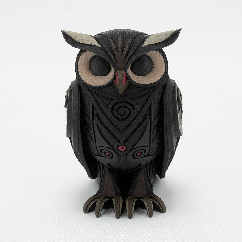 アンティーク調デザインのフクロウオブジェ|3Dプリント×手塗りアート雑貨