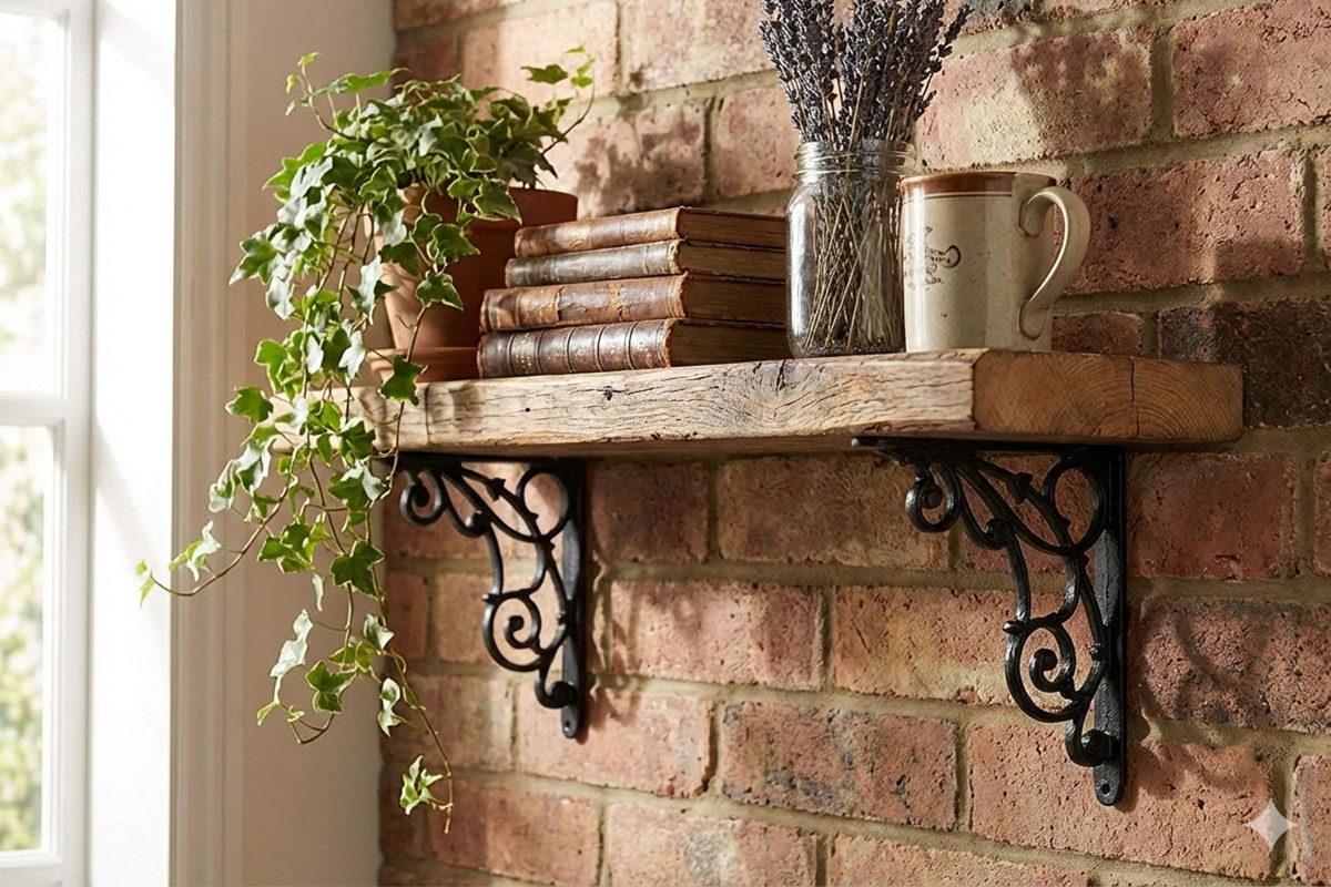 ロートアイアン 棚受け ブラケット FGM-GB2704BK 設置例