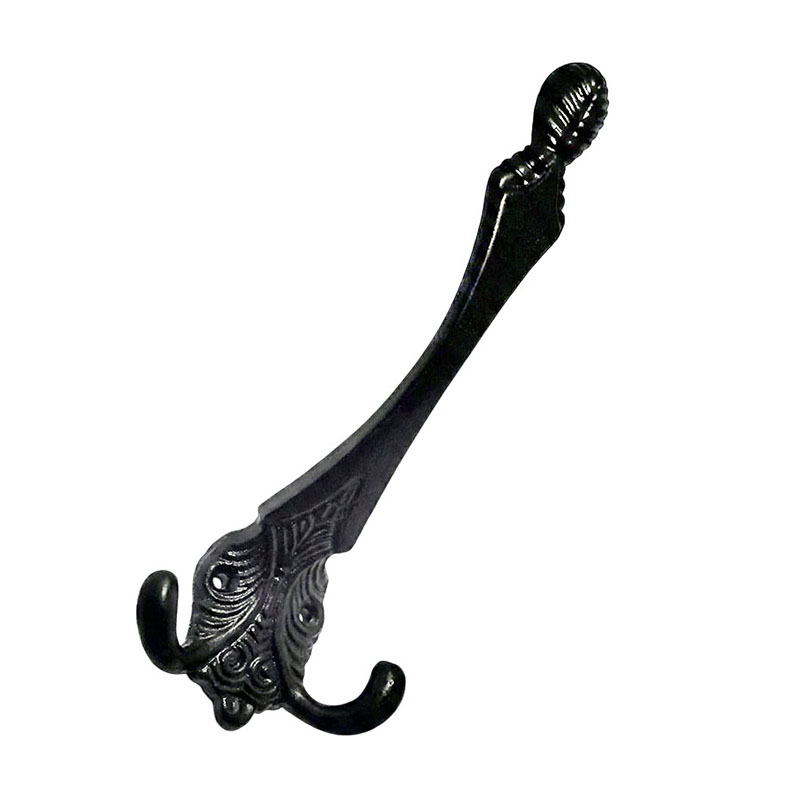 ロートアイアン壁付けハット・コートフック｜ブラック仕上げのアンティーク調装飾金具