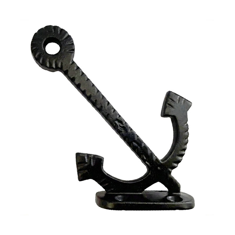 ロートアイアン壁付けハット・コートフック｜ブラック仕上げのアンカーモチーフ装飾金具