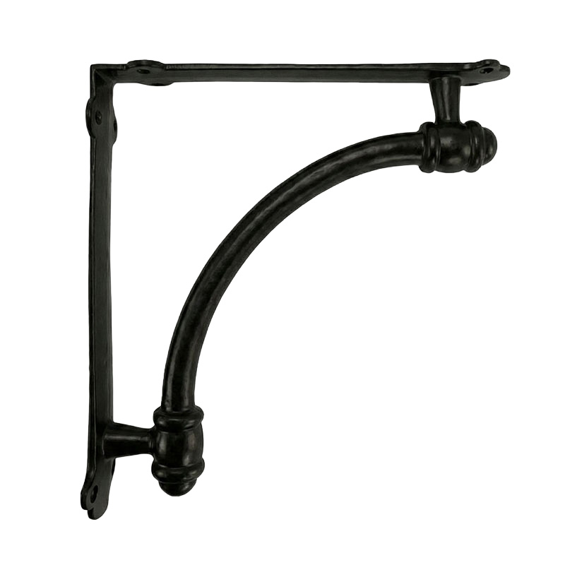 ロートアイアン製棚受けブラケットの設置例｜おしゃれなブラックアイアン棚受け金具