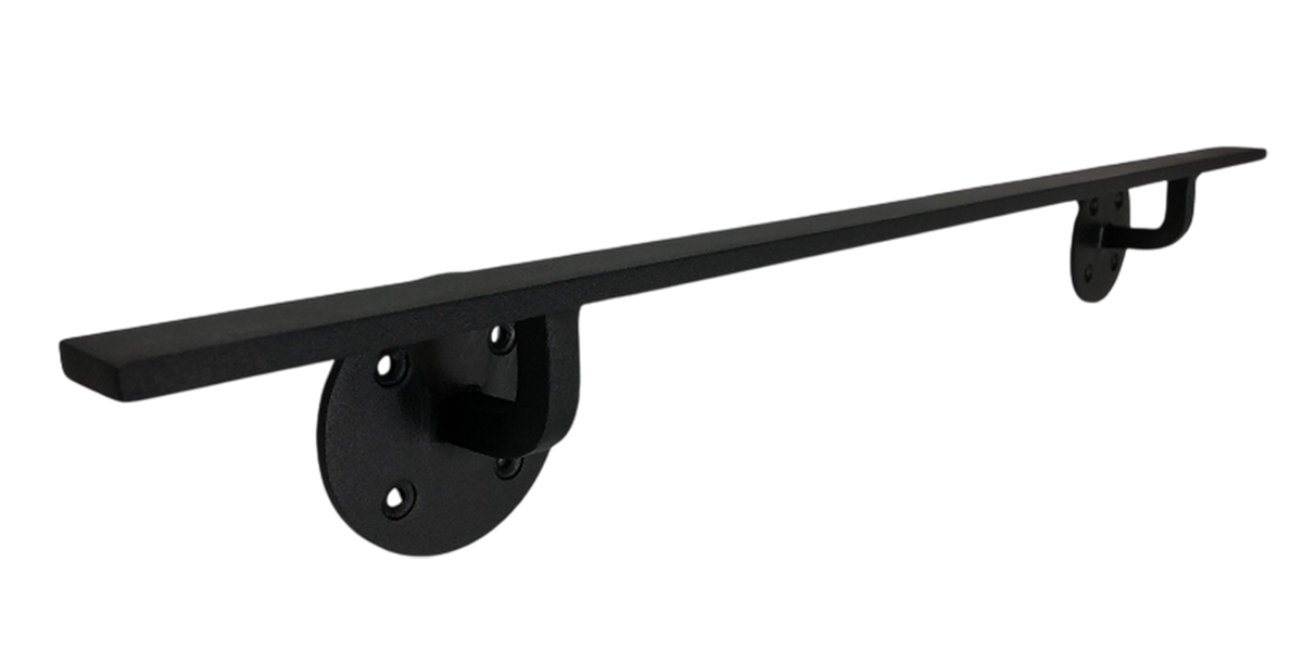 ストレートデザインのロートアイアン製壁付けハンドレール