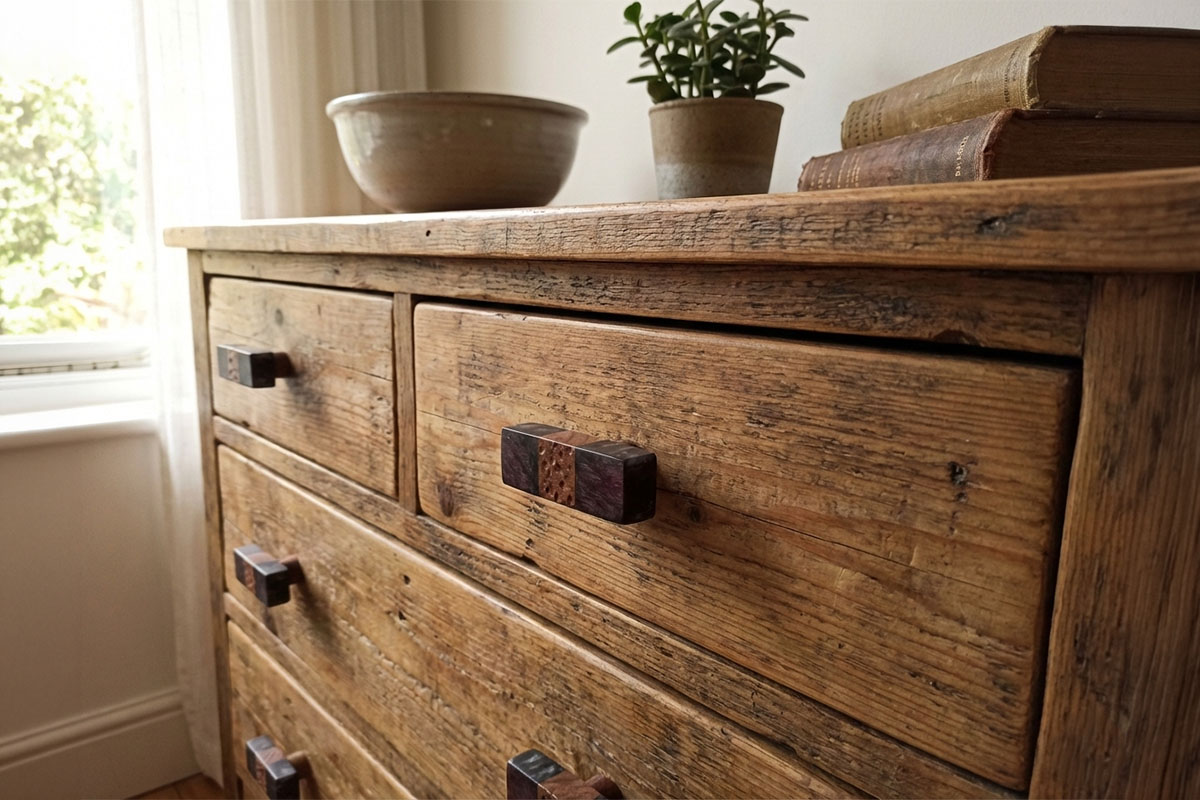 ロートアイアン製キャビネットプル設置例｜ブラック仕上げのアンティーク調取っ手金具