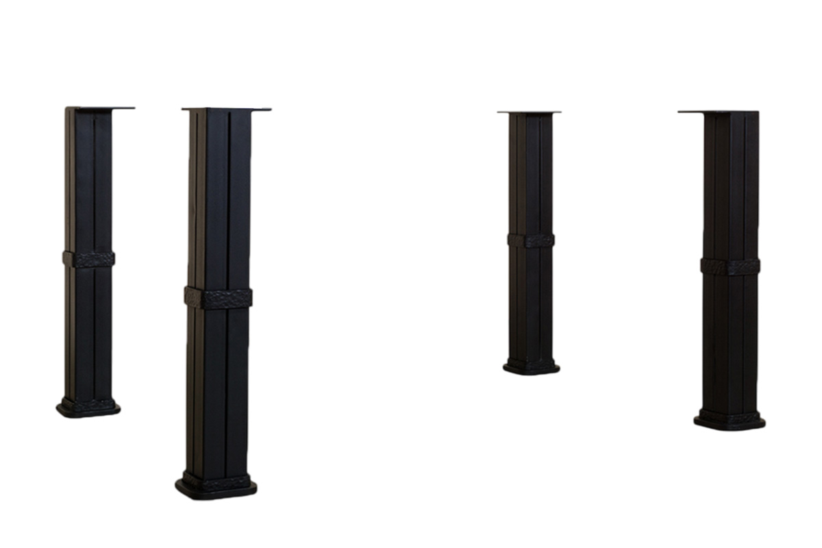 高品質なシンプルデザインのロートアイアン製テーブル脚4本セット〈マットブラック〉