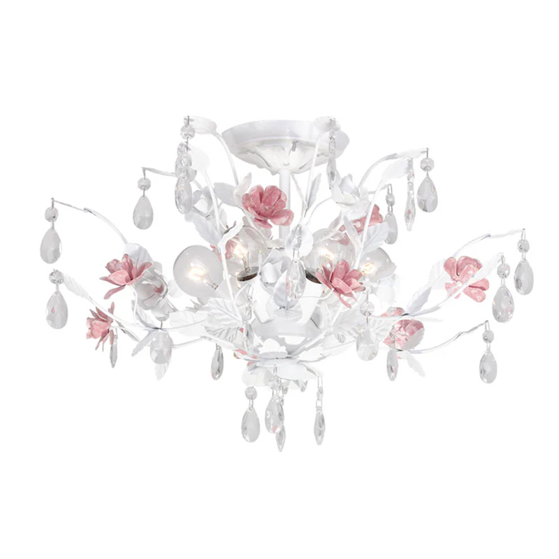 CRYSTORAMAローラ6灯シーリングライト｜ウェットホワイト仕上げの立体型天井照明