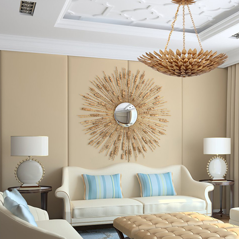 室内天井に設置されたCRYSTORAMAプロシュシリーズ照明｜華やかな葉モチーフが空間を彩る