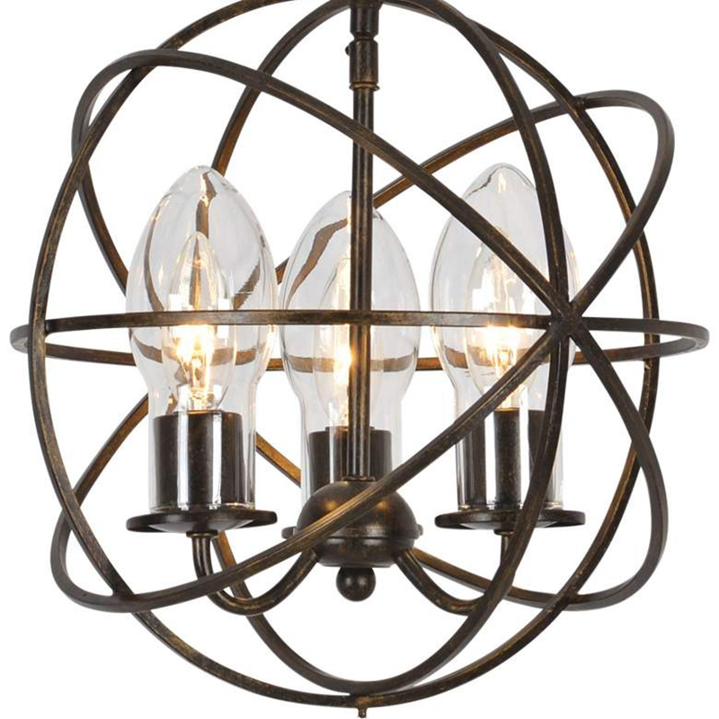 イングリッシュブロンズの金属フレームとクリスタルボール装飾が美しいCRYSTORAMAソラリスシャンデリア