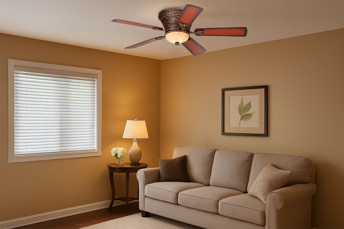 空調と照明を一体化した、ウォールナットのスタイリッシュな天井照明