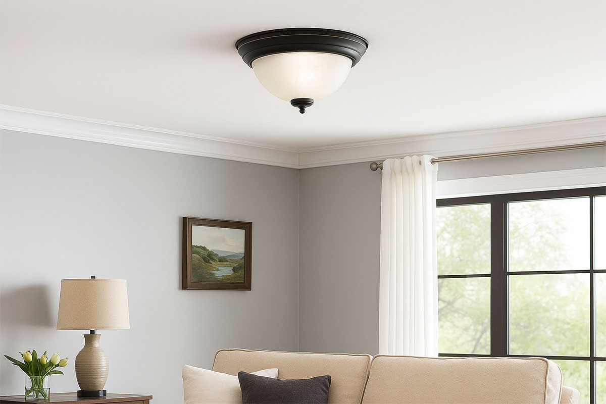 高級感あるオイルラブドブロンズ仕上げとアラバスタガラスを組み合わせたシンプルモダンな天井照明