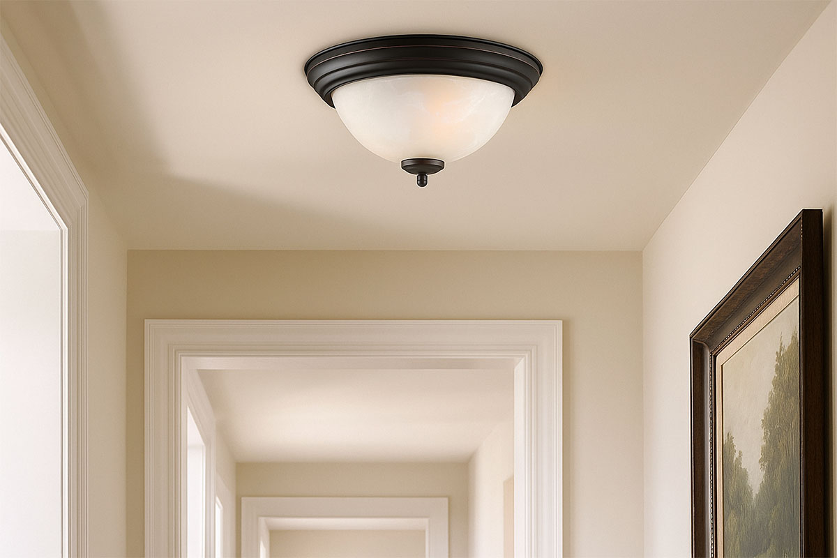 高級感あるアラバスタガラスのシンプルモダンな天井照明の設置例