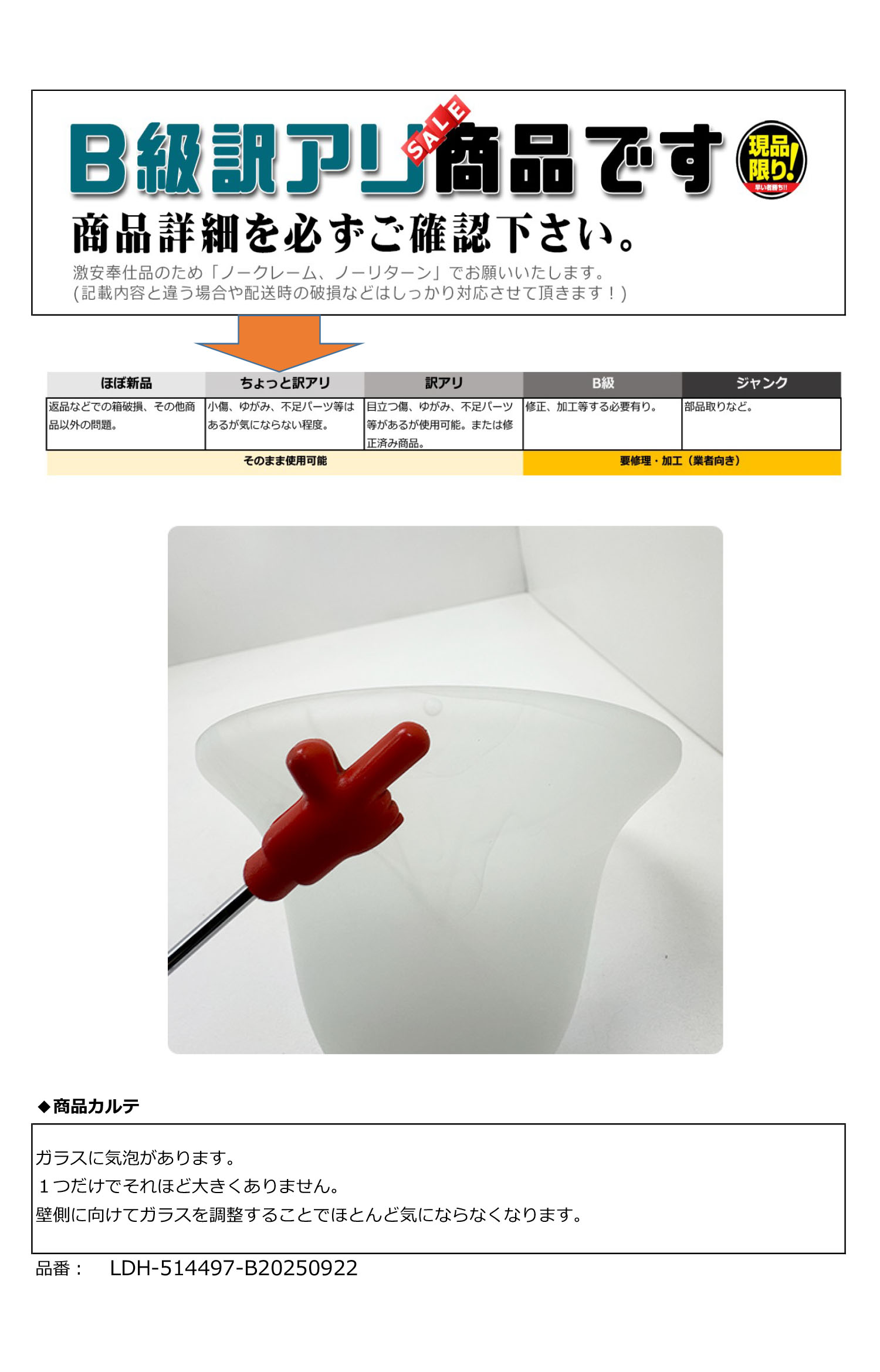 訳アリ商品の説明書