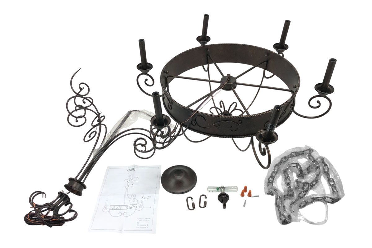 カンデーラ6灯シャンデリアライト（ラストブロンズ）｜アップ型