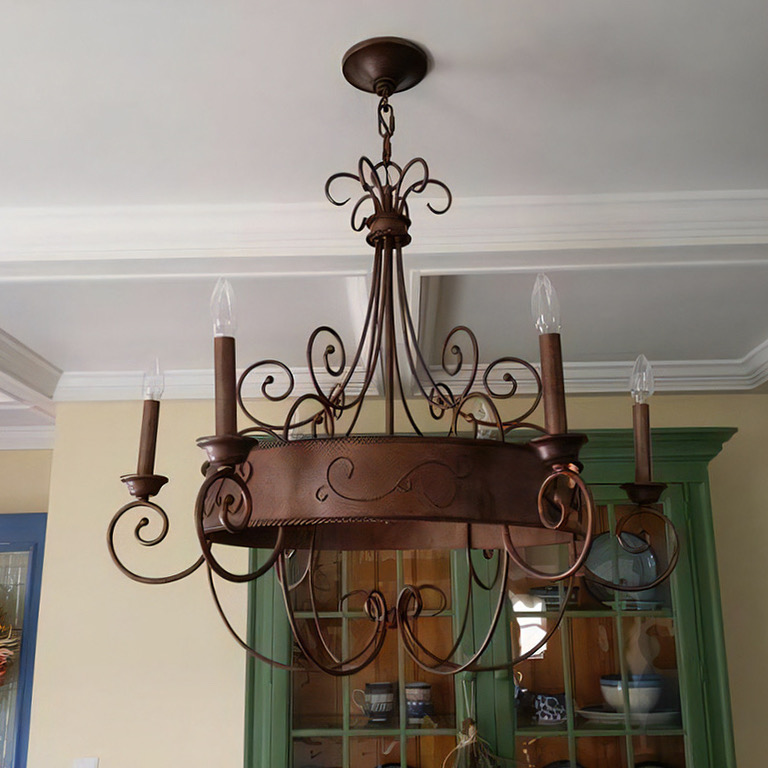 カンデーラ6灯シャンデリアライト（ラストブロンズ）｜アップ型