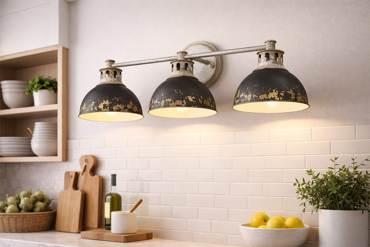 黒色シェードの洗面用ブラケットライト