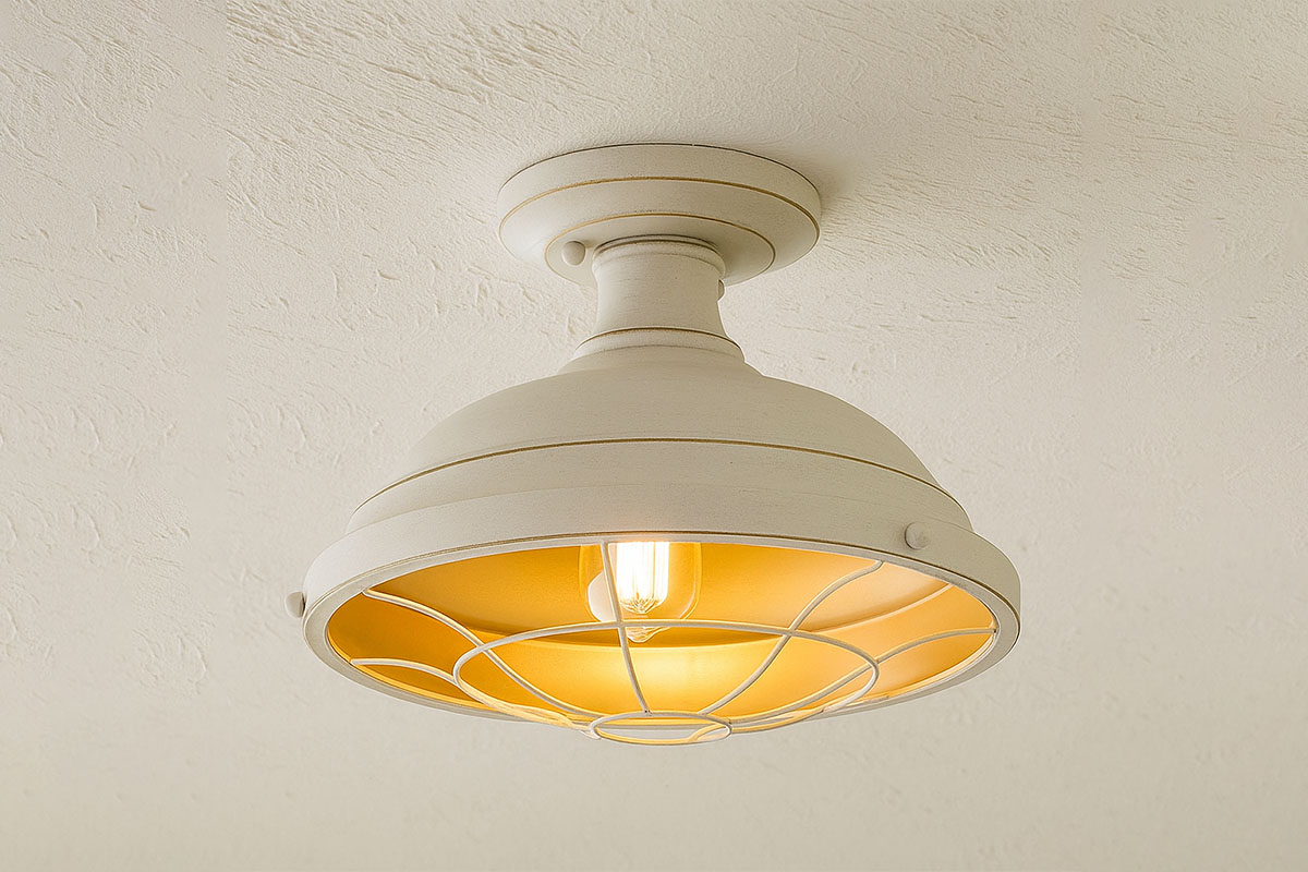 バートレット2灯シーリングライト（ホワイト）｜立体型・スチール