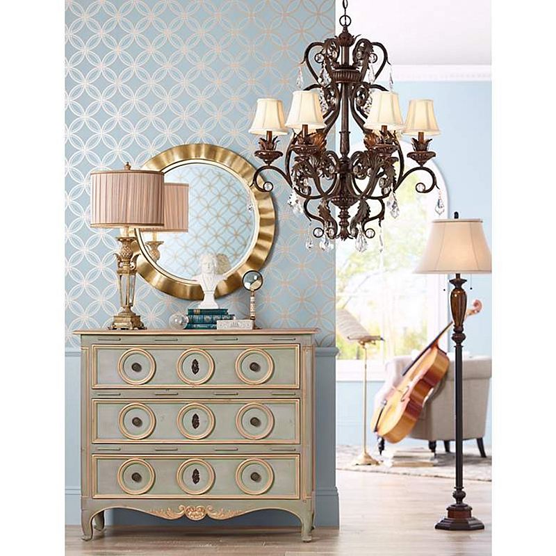 リビングやダイニングを上品に照らす Kathy Ireland HOME ラマス・デ・ルーサス6灯シャンデリアライト｜ダークブロンズのクラシックデザイン