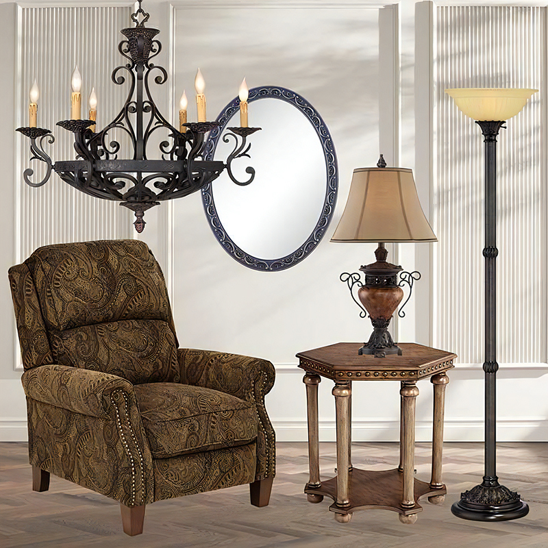 取寄せ】ラ・ロマンテカ6灯シャンデリアライト（ダークブロンズ