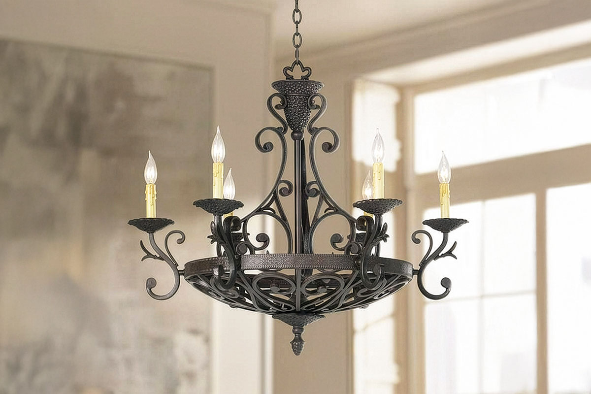 取寄せ】ラ・ロマンテカ6灯シャンデリアライト（ダークブロンズ