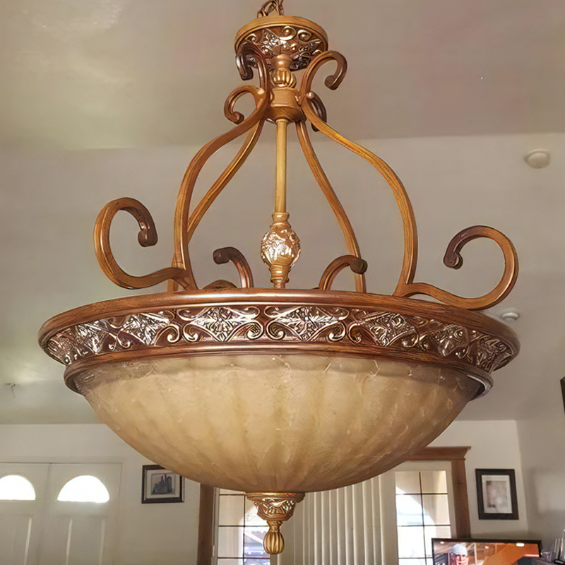 ゴールデンブロンズ仕上げとシャンパンガラスシェードがおしゃれなアンティーク調照明