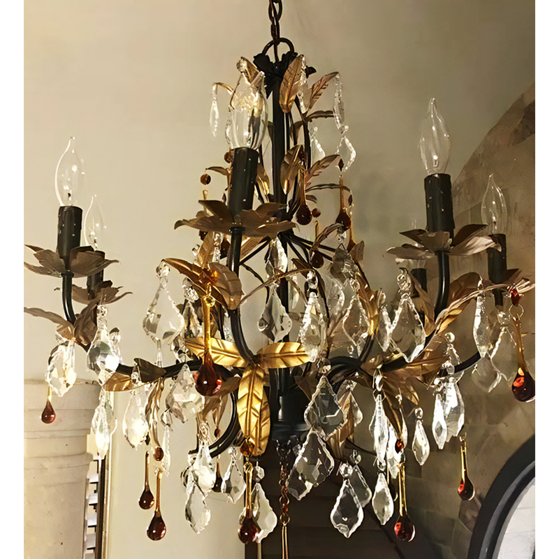 Kathy Ireland HOME ヴェネツィア8灯シャンデリアライト ゴールドブロンズ｜キャンドル型デザインのおしゃれな吊下げ照明