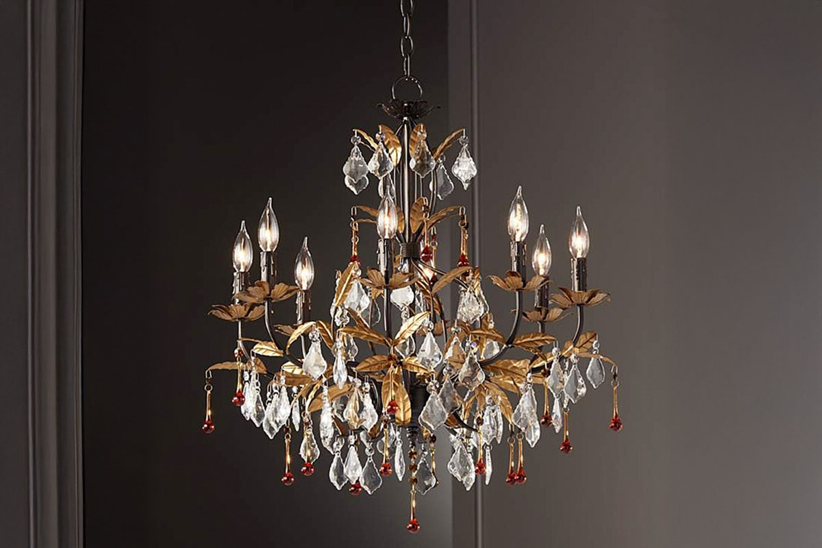 リビングやダイニングを華やかに照らす Kathy Ireland HOME ヴェネツィア8灯シャンデリアライト｜クラシックで上品な吊下げ照明