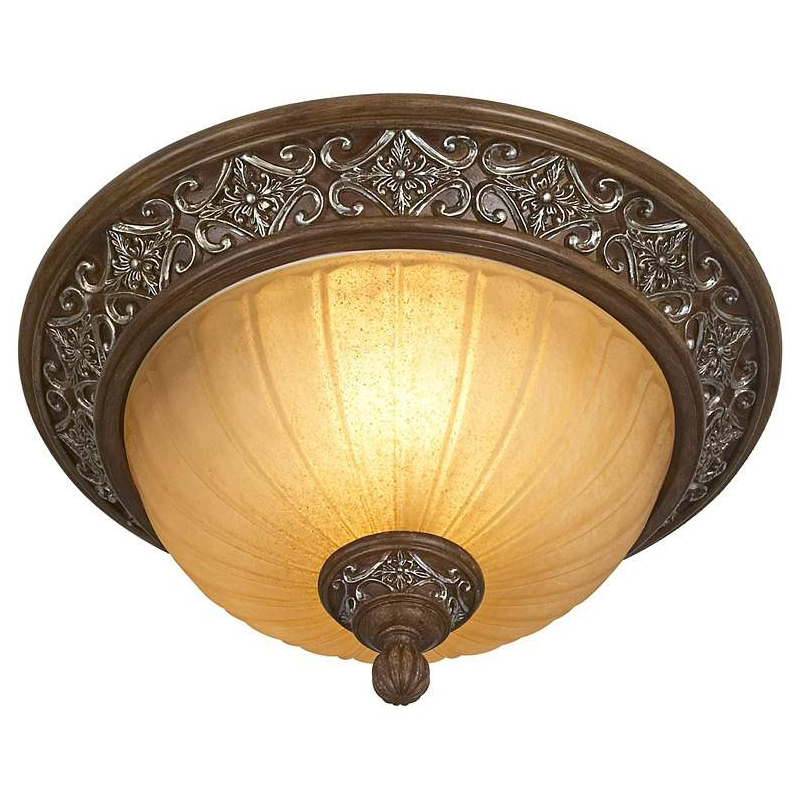 スターリンエステート2灯シーリングライト（ゴールデンブロンズ＋シルバーハイライト）｜kathy ireland HOME｜上品なガラスシェードのサークル型天井照明