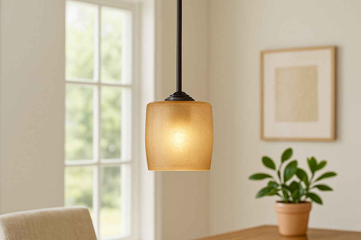 ヴェネチアンスカーボガラスが柔らかく光るインテリア用吊り下げ照明ライトの設置例イメージ