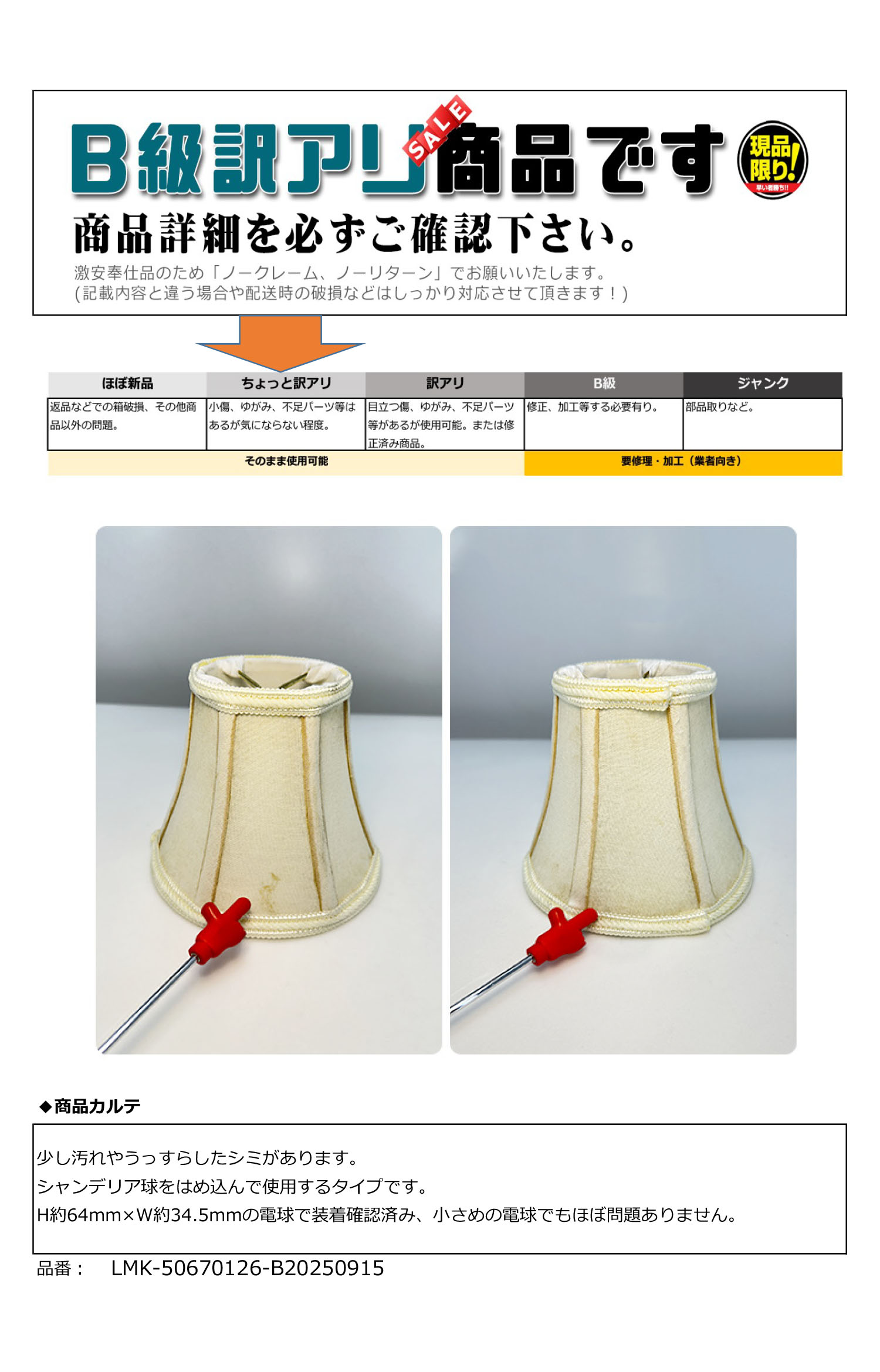 訳アリ商品の説明書
