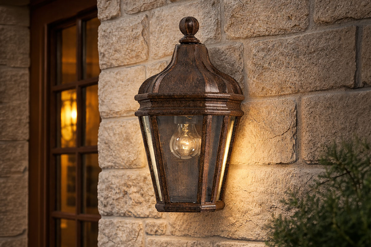 コンパクトな円形デザインで天井にすっきり収まる、ヴィンテージ感のある2灯天井照明の設置例