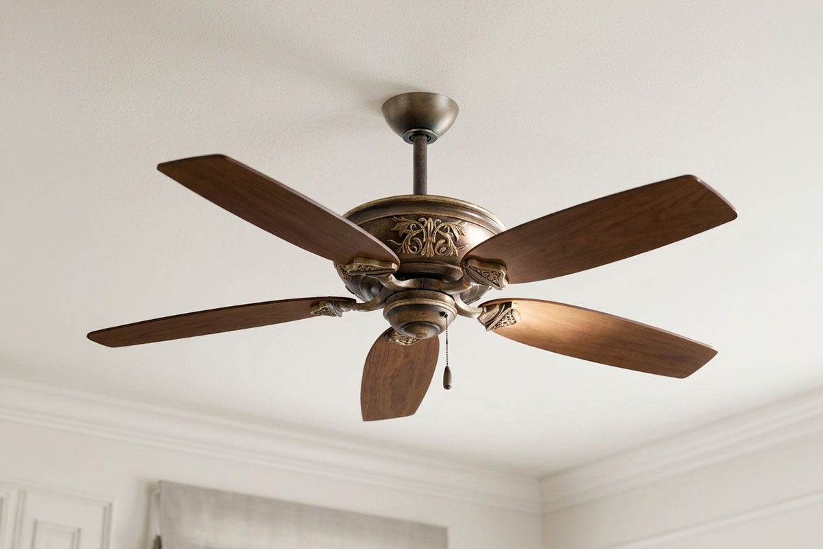 おしゃれなクラシカルデザインのMINKA-LAVERY空調ファン｜室内用シーリングファンの設置例