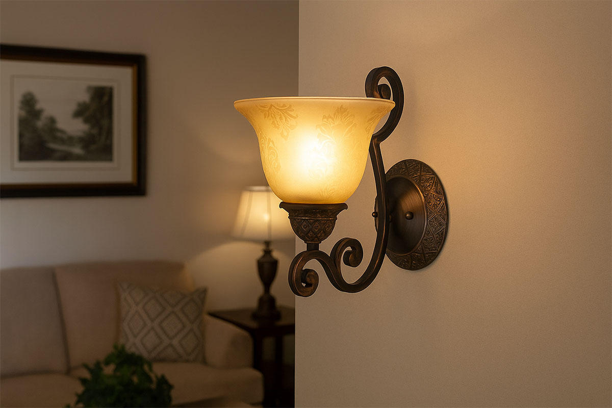 レトロな花模様ガラスシェードが美しいアンティーク調ブラケットライト