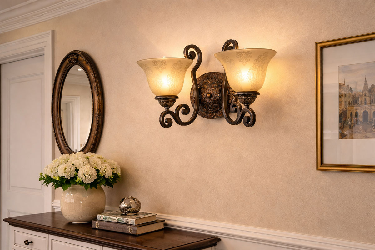 オイルラブドブロンズ仕上げのアンティーク調ウォールライト