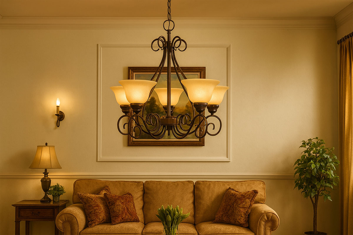 アンティーク調デザインがおしゃれな屋外用吊り下げ照明の設置例