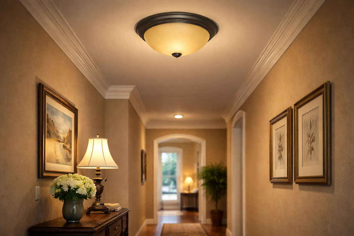 シンプルモダンなデザインのお洒落なインテリア天井照明の設置例