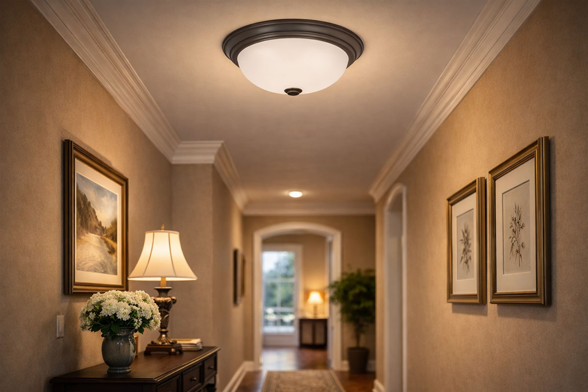 シンプルモダンなデザインのお洒落なインテリア天井照明の設置例