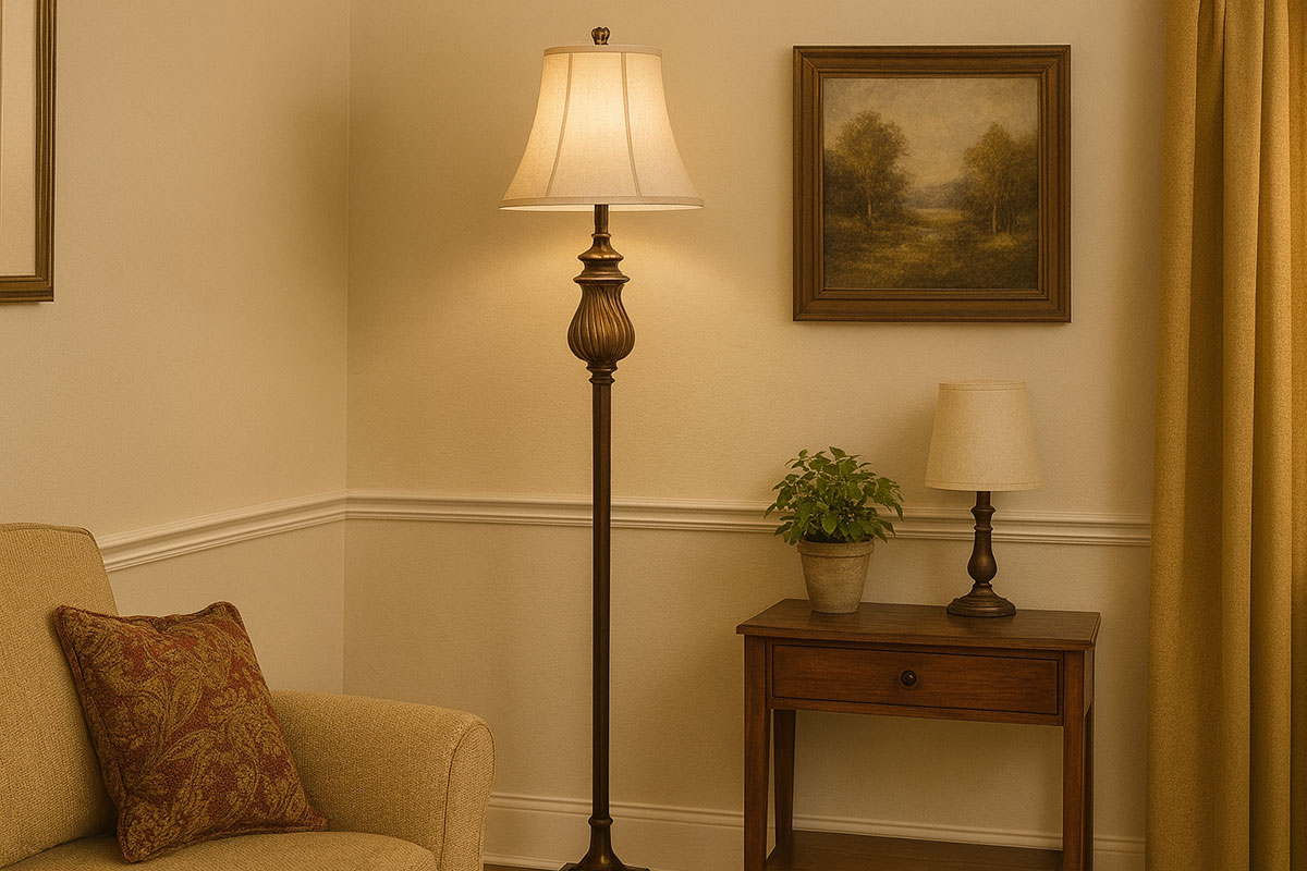 落ち着きと高級感を備えた、インテリアに映える床置き照明