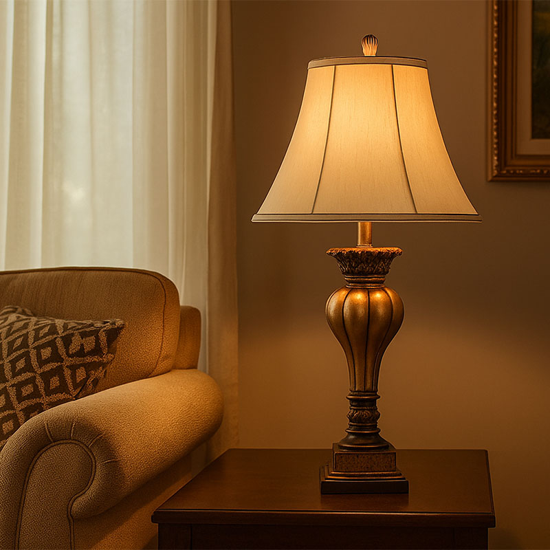 アメリカンスタイルのおしゃれなファブリックシェードの設置写真