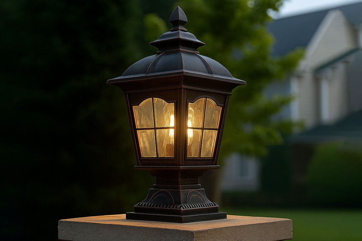 ウォーターリップルガラスシェード付きポストランプ、桟橋マウントベース柱照明、庭の庭の門の歩道の小道の街路灯，Brass Height  屋外用桟橋マウントライト、ウォーターリップルガラス付き銅製ヴィンテージ屋外ポストライトランタン、防水ランプポストキャップライト器具 ...