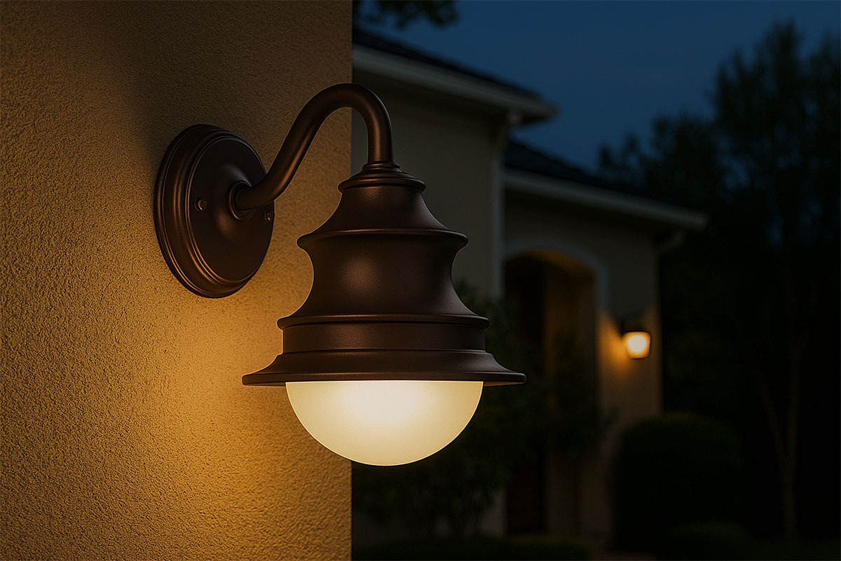 シンプルなデザインがお洒落なアンティーク調の屋外壁付け照明