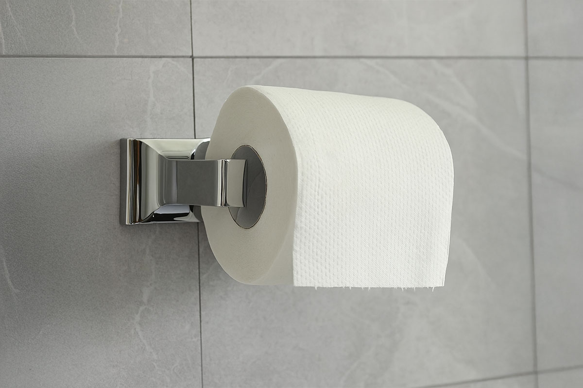 長く愛用できるミルブリッジシリーズのクラシカルなトイレットペーパーホルダーの設置例