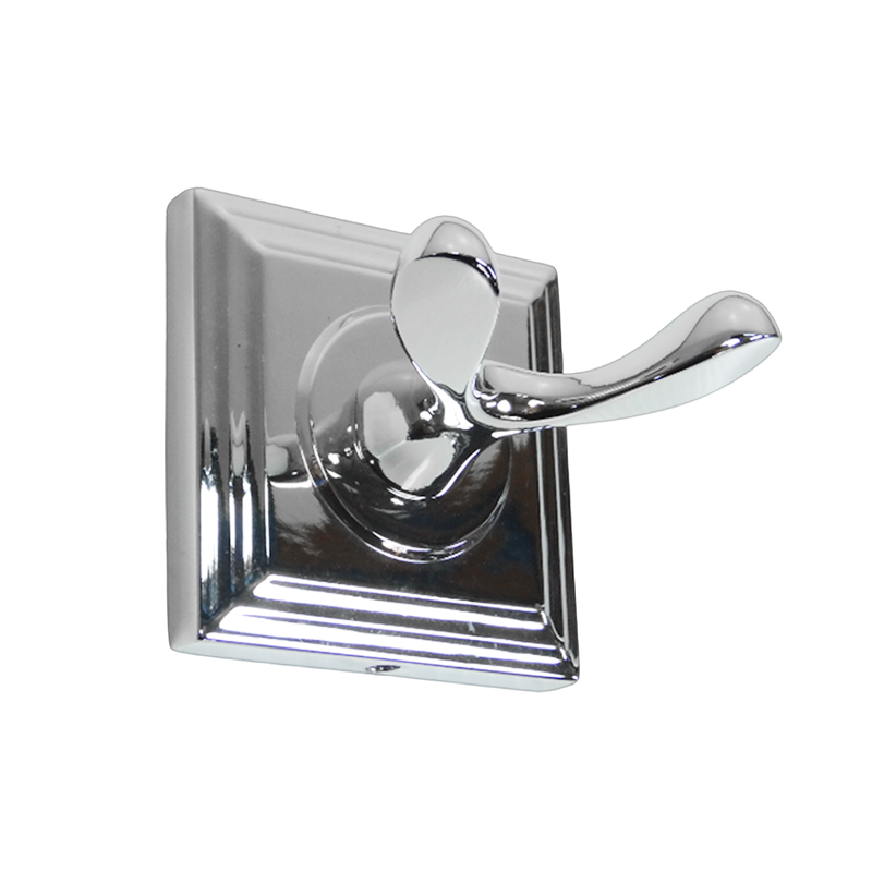 ポリッシュドクローム仕上げのバスローブフック＆タオル掛け
