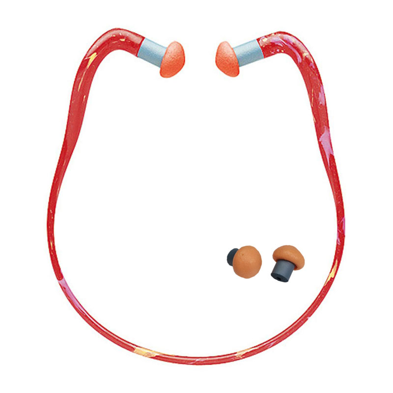 作業用耳栓|首掛けタイプ・交換パッド付きレッド