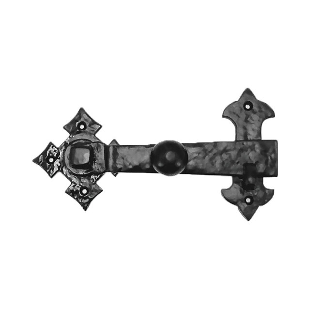 ロートアイアン製の装飾閂（かんぬき）金具｜クラシックデザインと槌目模様が特徴のヴィンテージスタイル